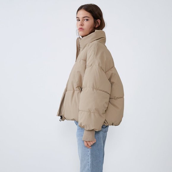 Zara trendy tan puffer jacket - Picture 2 of 9